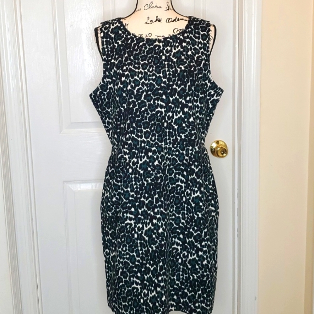 J. Crew Black and White Leopard Print Midi Dress
